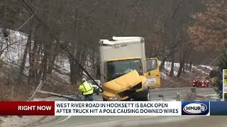 West River Road in Hooksett back open after truck hit a pole