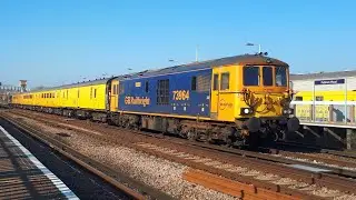 GBRf 73964 & 73962 pass through Paddock Wood with a NR Test Train 23/2/19