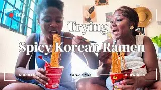 Trying Ramen Noodles With My Sister | Korean Food | Chopsticks | Extra Spicy | 