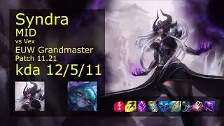 Syndra vs Vex Mid - EUW Grandmaster 12/5/11 Patch 11.21 Gameplay