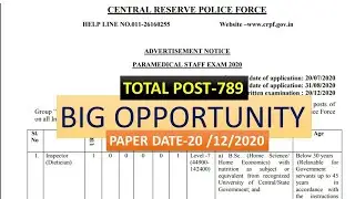 CRPF PARAMEDICAL RECRUITMENT 2020 FOR LAB TECHNICIANS LAB ASSISTANT RADIOGRAPHER ANM GNM PHARMACIST