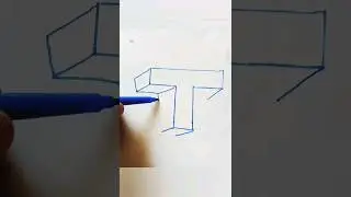 3D Letter ( T ) Drawing || How to draw 3D drawing #drawing #3d || #shorts #shortsfeed