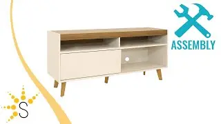 Sunnydaze Mid-Century Modern TV Stand for 58-Inch TV - Latte-CMN-195