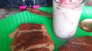 Banana cake with watermelon juice!