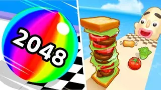 Ball Run 2048 Vs Sandwich Runner - NEW UPDATE! All Levels Gameplay Android, iOS #207