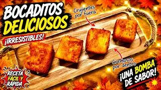 BOCADITOS DE JAMON Y QUESO, CRUJIENTES POR FUERA Y CREMOSOS POR DENTRO🧀🍖