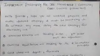 Updated strategy for jee mains 2018 : chemistry &para; 100% Success guarantee