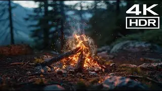 🔥 Forest Campfire Ambience  Cozy Open Fire & Nature Sounds 4K