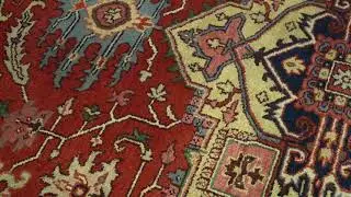Hand Knotted 9x12 Rust and Blue Traditional Heriz Serapi Rug | TRDCP85912