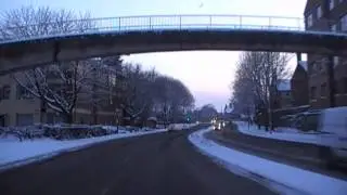 Driving In Snow Along Pheasant Street, St Martin's Gate & City Walls Road, Worcester, England