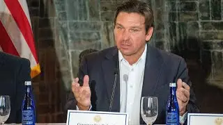 Gov. Ron DeSantis holds press conference at Titusville High School on Florida's Space Coast 📱