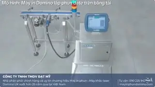 M&aacute;y in Domino lắp phun date tr&ecirc;n băng tải | M&aacute;y in phun date Domino Ax350i | LH: 0902259421 Đức