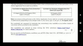 CUET PG COURCE 2022 Reopening Correction window & Application form Correction|| CUET PG 2022 ||