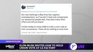 Tesla CEO Elon Musk invites UAW to hold union vote at California factory