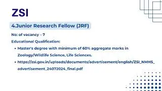 Job Opportunities in Zoological Survey of India (ZSI)