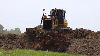 Amazing Dozer Heavy Machine Pushing Soils For Fill The Land By Skilled Operator Working