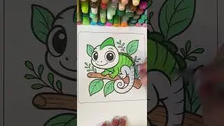 Coloring a Chameleon Page | Gentle Real-Time Marker Art