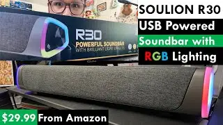 Amazon USB Sound Bar with RGB Lights (Soulion R30) - Unboxing & Sound Test (Best Speaker Under $30?)
