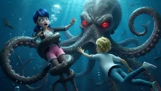Marinette got attacked by an octopus😱🐙, adrien came to rescue her. @LadyBugFamily88 