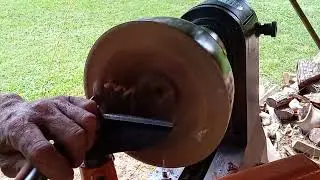 Turning a pear wood bowl