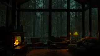 Crackling Fire & Rain Relieve Stress 🔥🌧️ A Warm Cabin for Relaxation & Deep Sleep 😴