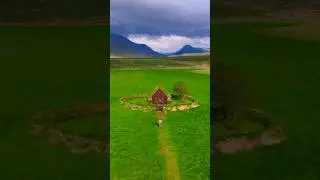 Icelands oldest church ⛪️ #church #mountains #beautiful #travel #drone #video #iceland #explore #fyp