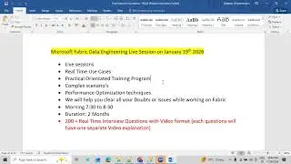 Enroll for Online Training Program On Microsoft Fabric Data Engineering