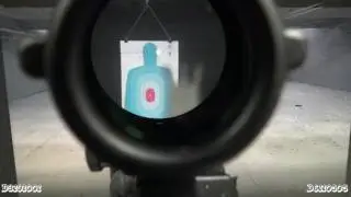 looking through the ACOG (Advanced Combat Optical Gunsight)