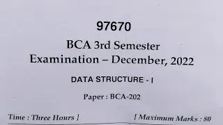 MDU BCA 3rd semester | DATA STRUCTURE 2ND YEAR QUESTIONS PAPER 2022 DECEMBER 👍 @vickygupta99