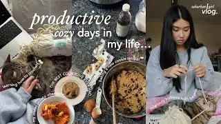cozy winter days in my life ❄️🧦 | baking cookies, learning how to crochet & im cold makeup