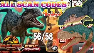 Jurassic World EPIC EVOLUTION CHAOS THEORY MATTEL Scan Codes All Dinosaurs UPDATE 56/58 RAUISUCHUS