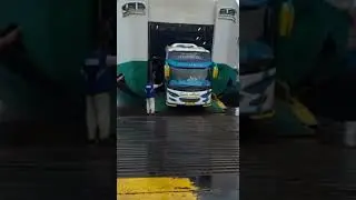 The bus almost fell into the sea from the ship #boat #viral #ship #bus