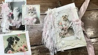 Shabby Chic Junk Journal cover inspiration & ephemera for Cat, Dog lovers