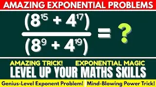 Simplify (8&sup1;⁵ + 4&sup1;⁷) / (8⁹ + 4&sup1;⁹) | Amazing Exponential Problem | Power Rules Easy Trick #exponents