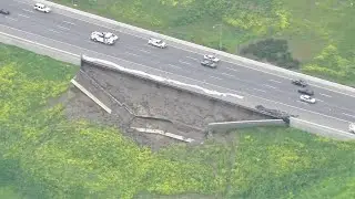 Raw video: Highway 580 traffic backup through Livermore due to roadway crack