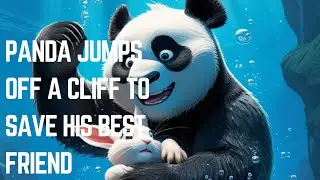 Panda Jumps Off a Cliff to Save His Best Friend 🐼🐇💦 | Emotional Short Story #Panda  #AnimalRescue