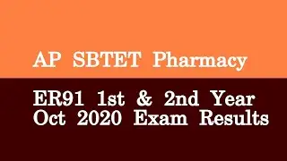 AP SBTET Pharmacy ER91 1st & 2nd Year Oct 2020 Exam Results