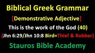 Greek grammar [Demonstrative Adjective] This is the work of the God (40) (John 6:29, John 10:8 Bird)