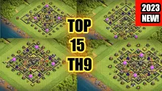 new BEST TH9 BASE WAR/FARM base link 2023 (top15)  clash of clans - town hall 9 war base link