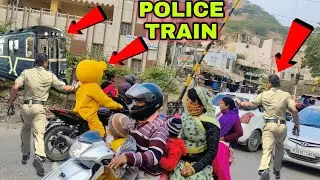 teddy bear  ने तोड़ा ट्रेन singal 🚨 police parnk video part (1) || backchodi parnk video