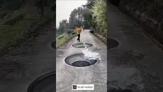 a dog vs road art work #3d #3dart #3dfloor #3dartworks #amzing3darts #shorts #3ddrawing  #3dartist