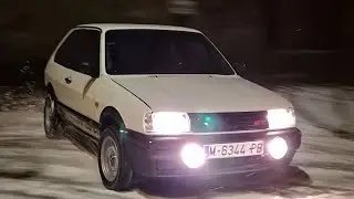 VW polo 86c slides and fun in the snow | polo 86c exhaust sound