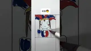 How do you Draw Pomni 🤡? KID, BEGINNER, ARTIST or LEGEND? #pomni #art #drawing