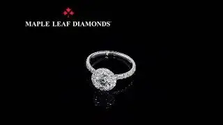 18K White Gold (0.75ct) Canadian Maple Leaf Diamond Halo Engagement Ring