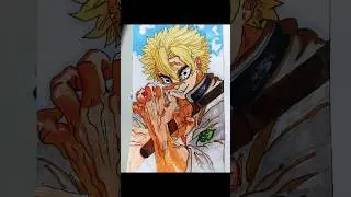 Wind Hashira Sanemi Drawing with Watercolours || Demon Slayer. #shorts