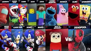 Movie Sonic vs Mario vs Sonic vs Classic Sonic | Pomni vs Steve vs Noob | Super Smash Bros Ultimate