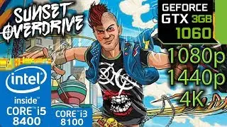 Sunset Overdrive &mdash; GTX 1060 3 ГБ &mdash; i5 8400 &mdash; i3 8100 &mdash; 1080p &mdash; 1440p &mdash; 4K &mdash; Тестовый ПК