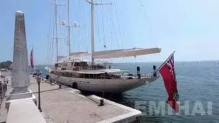 Athena, a 295ft-long three-masted schooner, docked in Venice