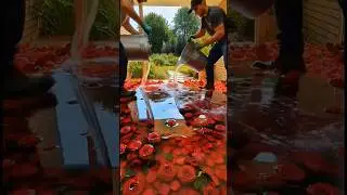 this lounge floor is made from 1000 of real red rose 🌹#epoxy #interiordesign #renovation