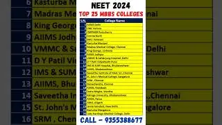 NEET 2024 ll Top 25 MBBS Medical Colleges in India  NIRF Ranking #shorts #viral #neet2024